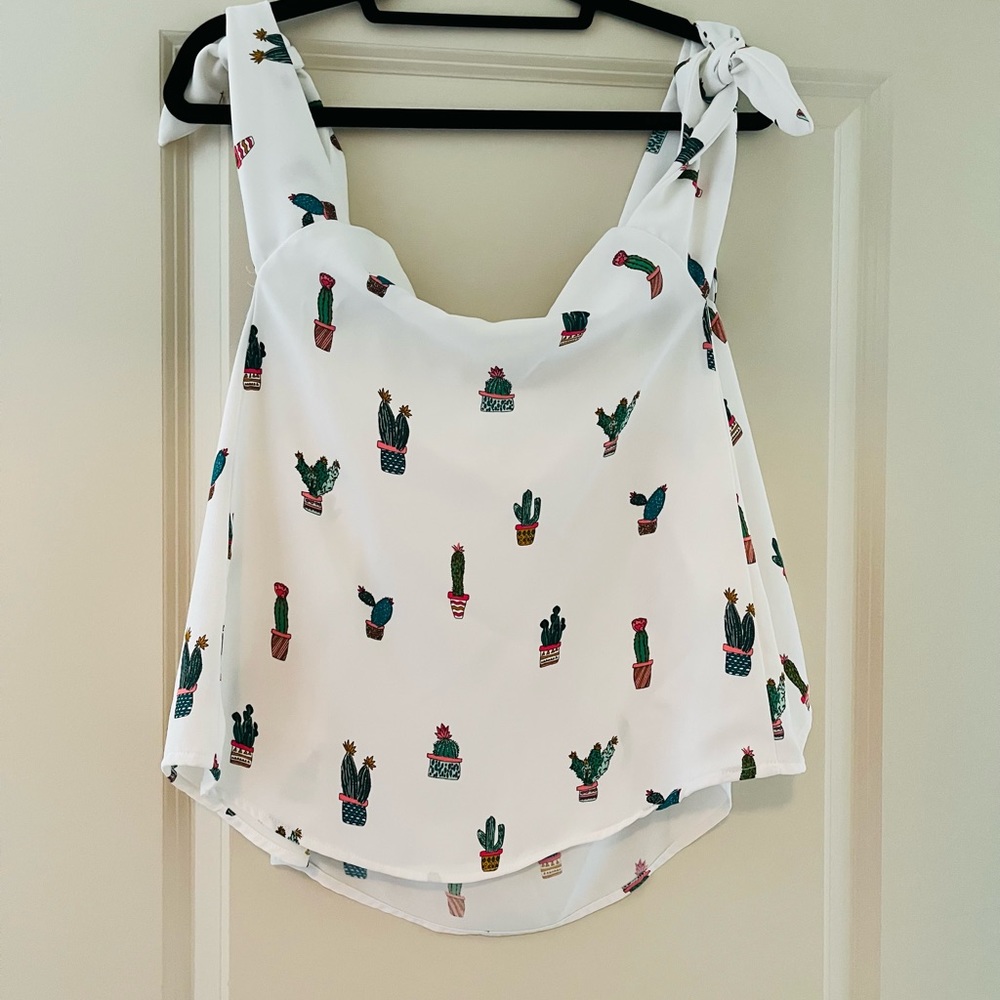 Silk top with cactuses